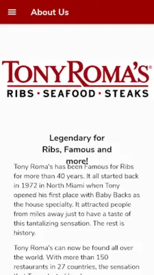 Tony Romas android App screenshot 1